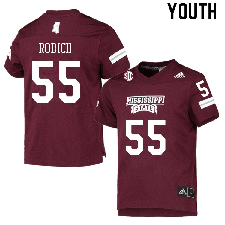 Youth #55 Rex Robich Mississippi State Bulldogs College Football Jerseys Sale-Maroon